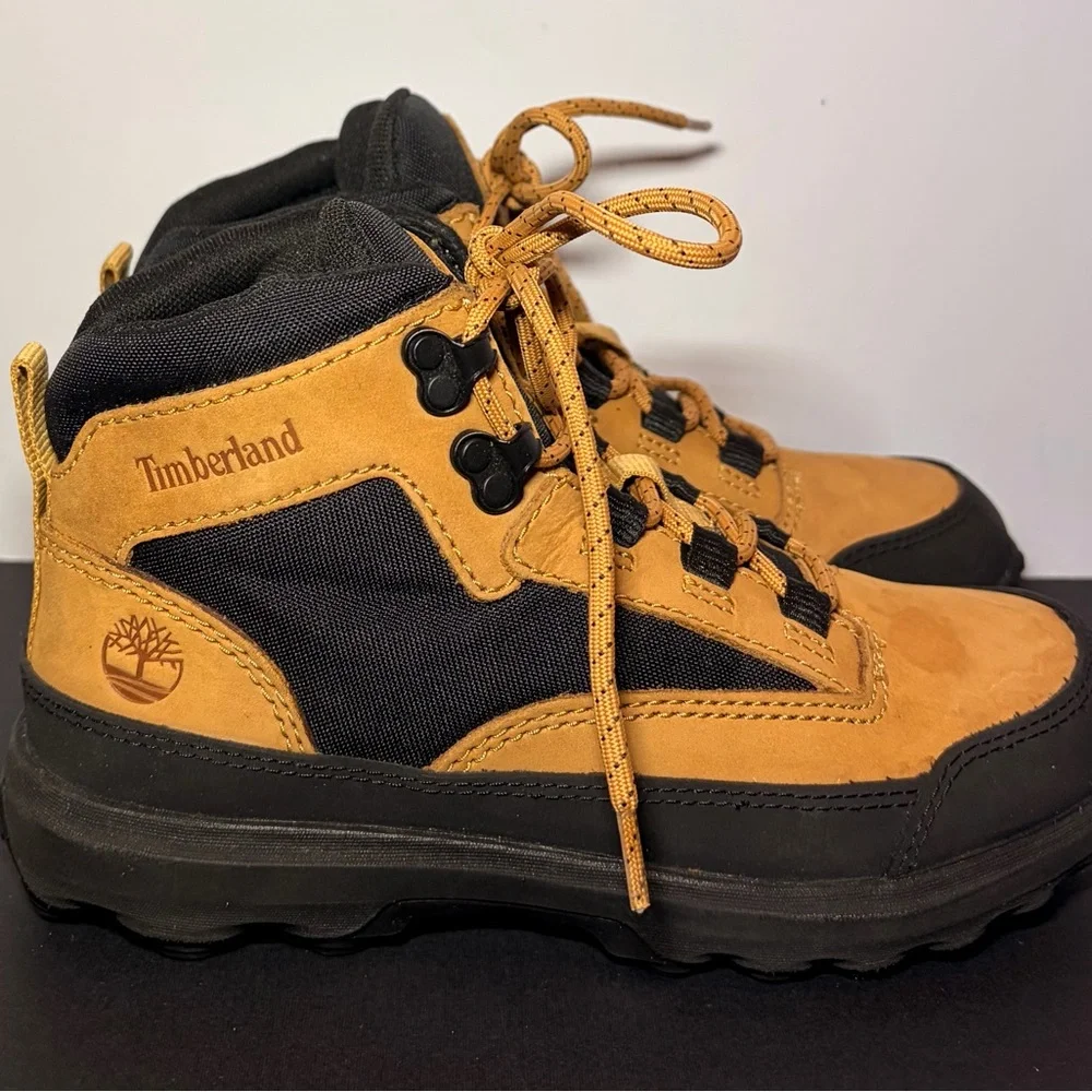 Timberland Converge Mid Boots Tan Black Nubuck Youth Juniors Kids 2‎ Greenstride